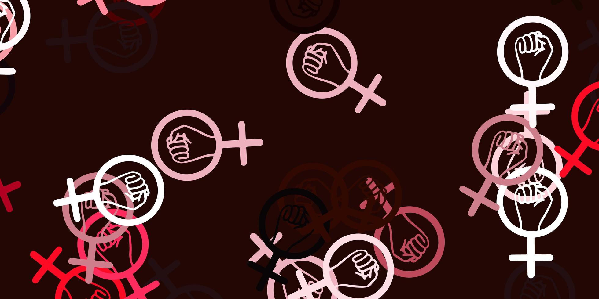 Light Pink Red vector pattern with feminism elements