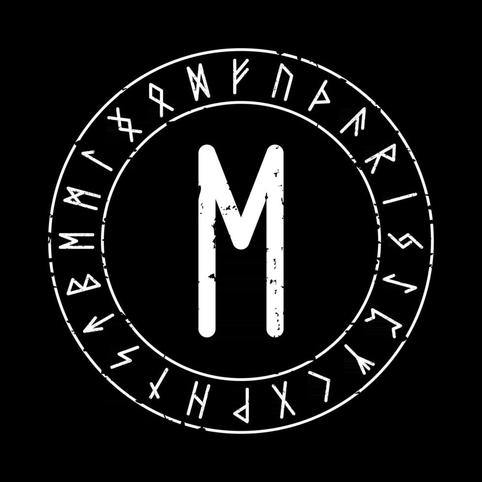BLACK SQUARE BACKGROUND WITH EHWAZ RUNE IN MAGIC CIRCLE vector