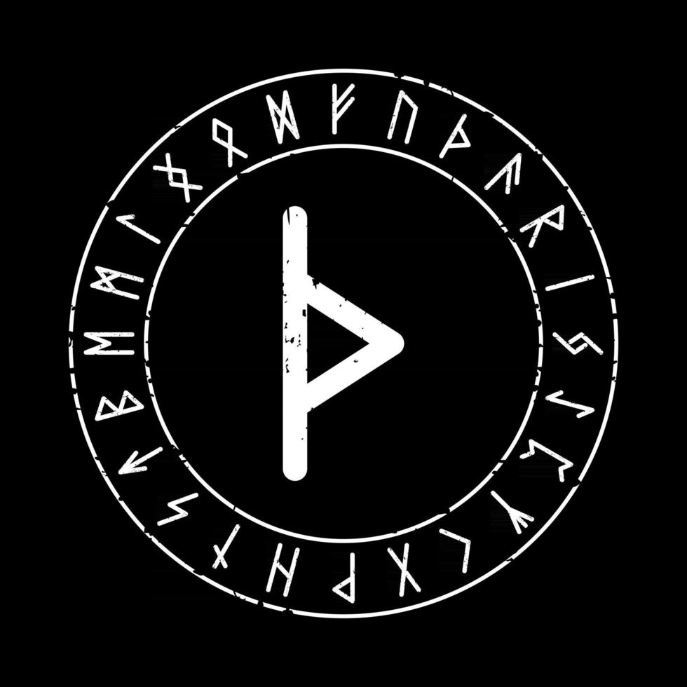 Fondo cuadrado negro con runa thurisaz en un círculo mágico vector