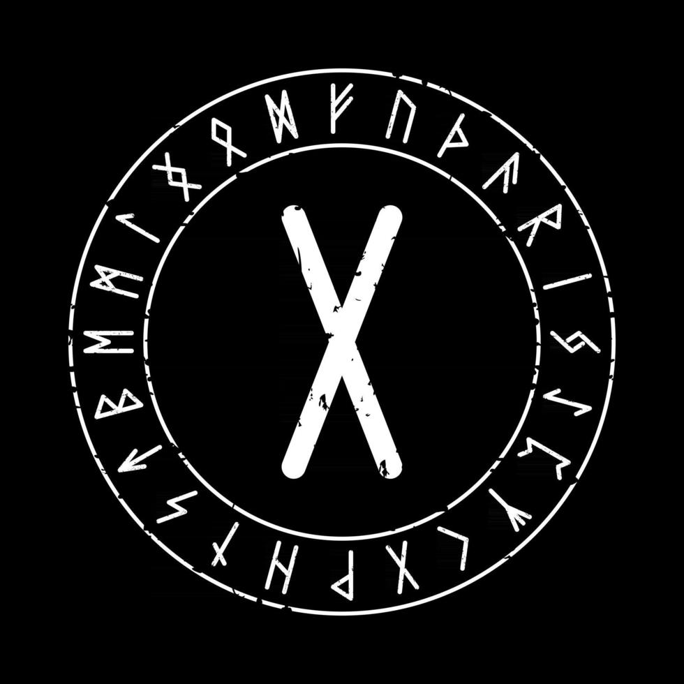 BLACK SQUARE BACKGROUND WITH GEBO RUNE IN MAGIC CIRCLE vector