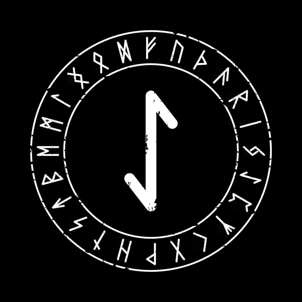 BLACK SQUARE BACKGROUND WITH EIHWAZ RUNE IN A MAGIC CIRCLE vector