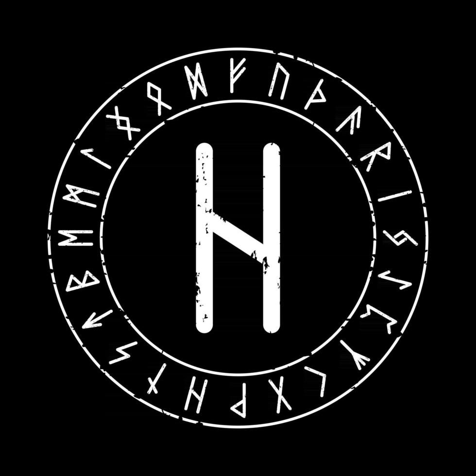 BLACK SQUARE BACKGROUND WITH HAGALAZ RUNE IN A MAGIC CIRCLE vector