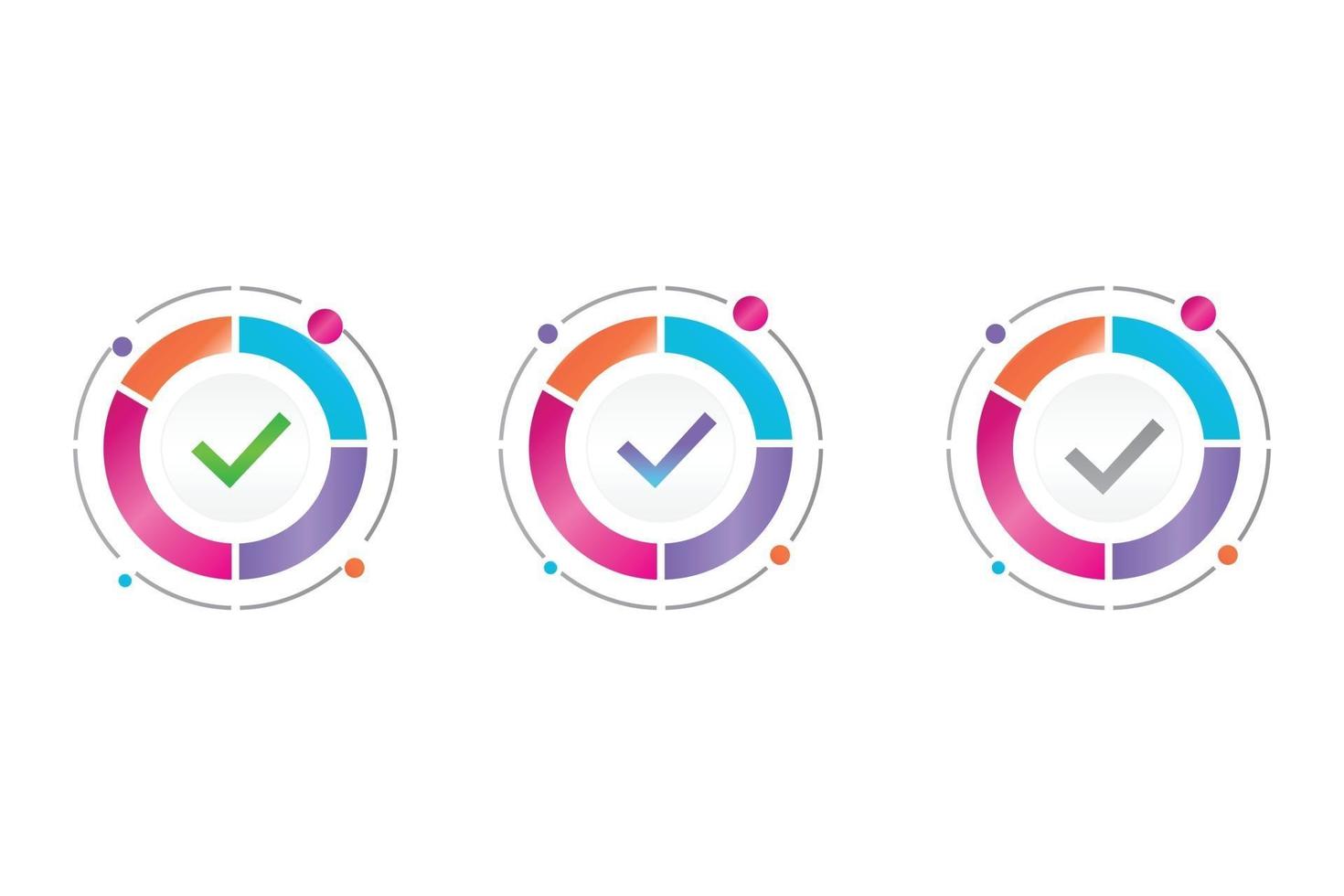 checkmark icon in circle diagram vector