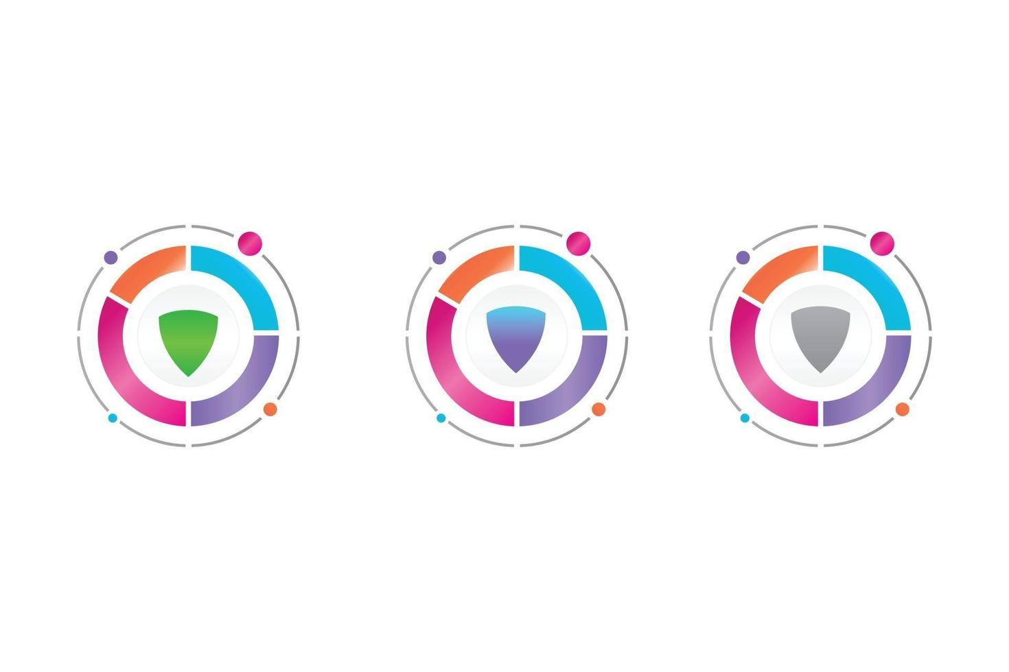 security shield icon in circle diagram vector