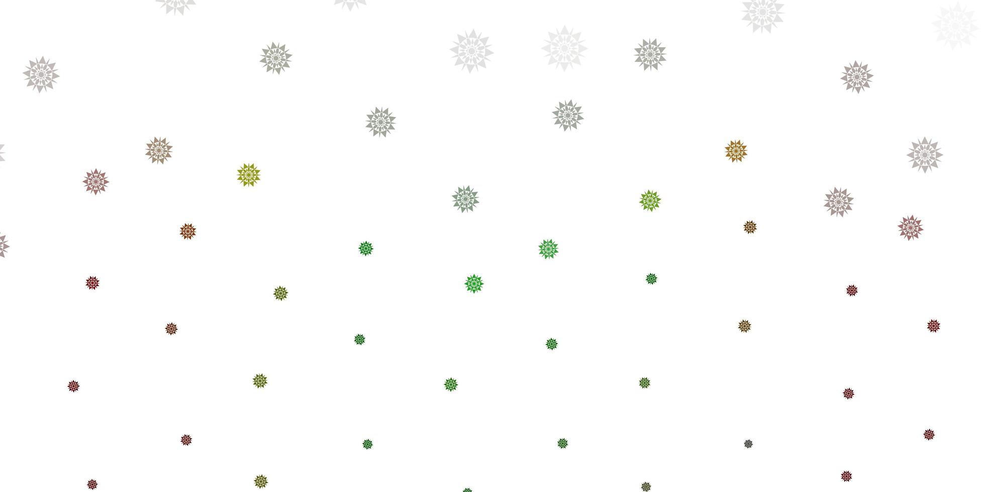 Light green red vector texture with bright snowflakes