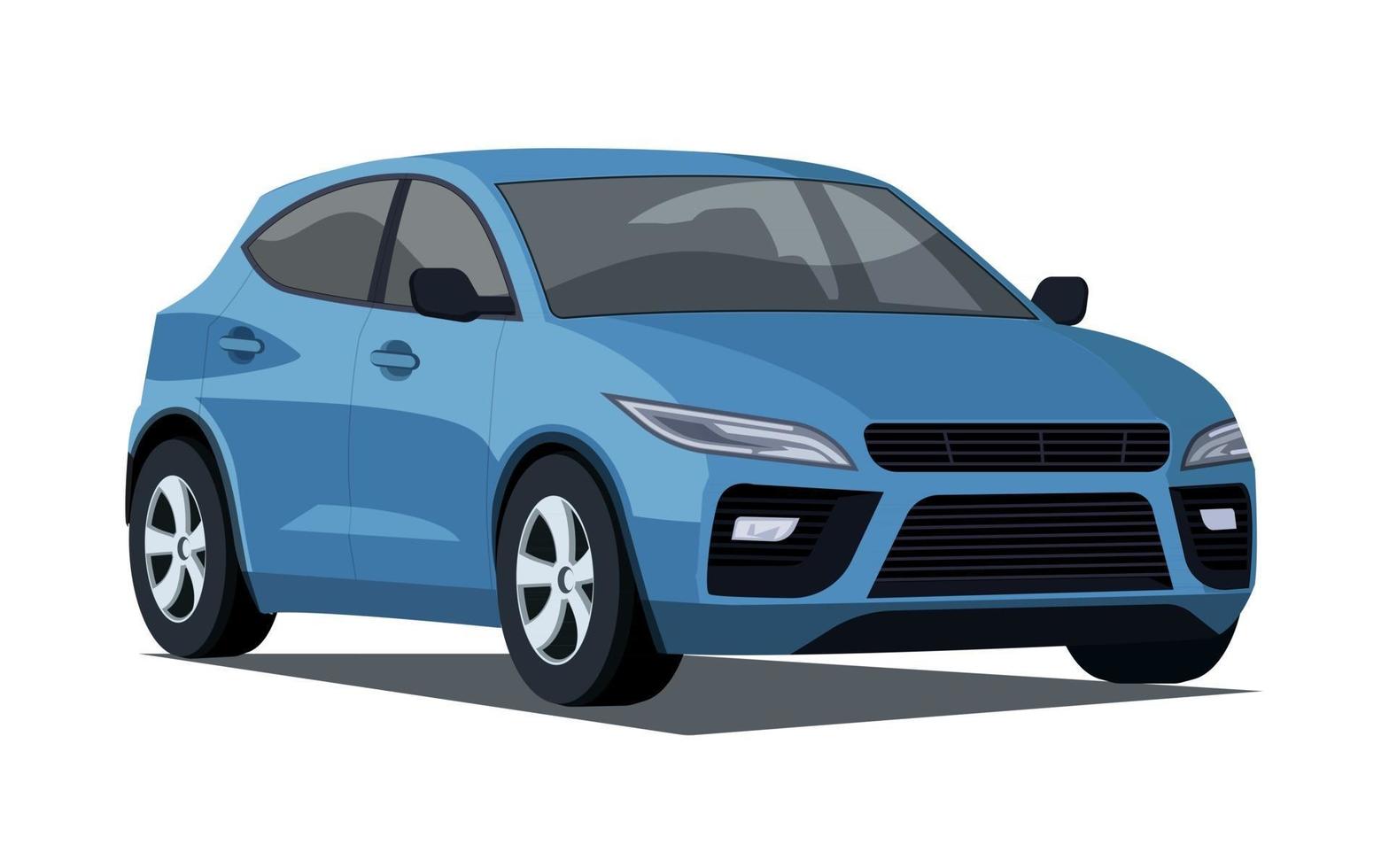 Blue Hatchback Car Illustration vector