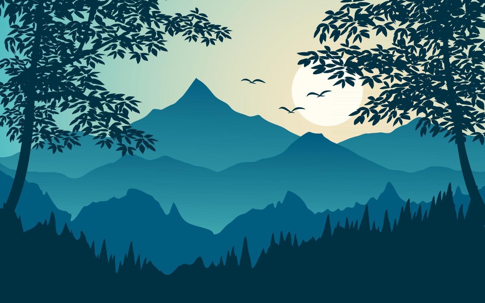 vector ilustración de montaña y bosque