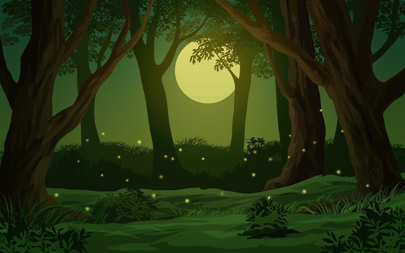 ilustración de la noche de la luz de la luna del bosque vector