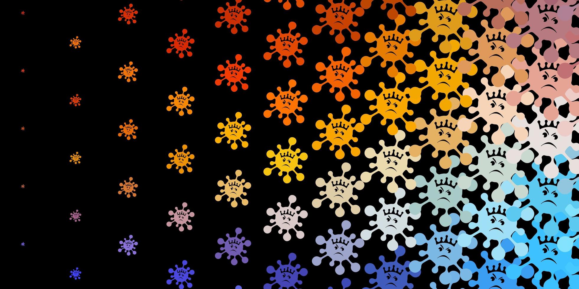 Dark blue yellow vector pattern with coronavirus elements
