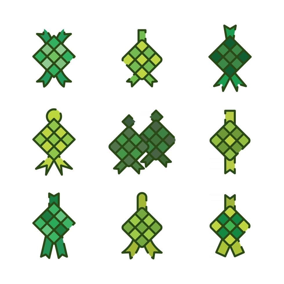 ketupat verde para los iconos de eid vector