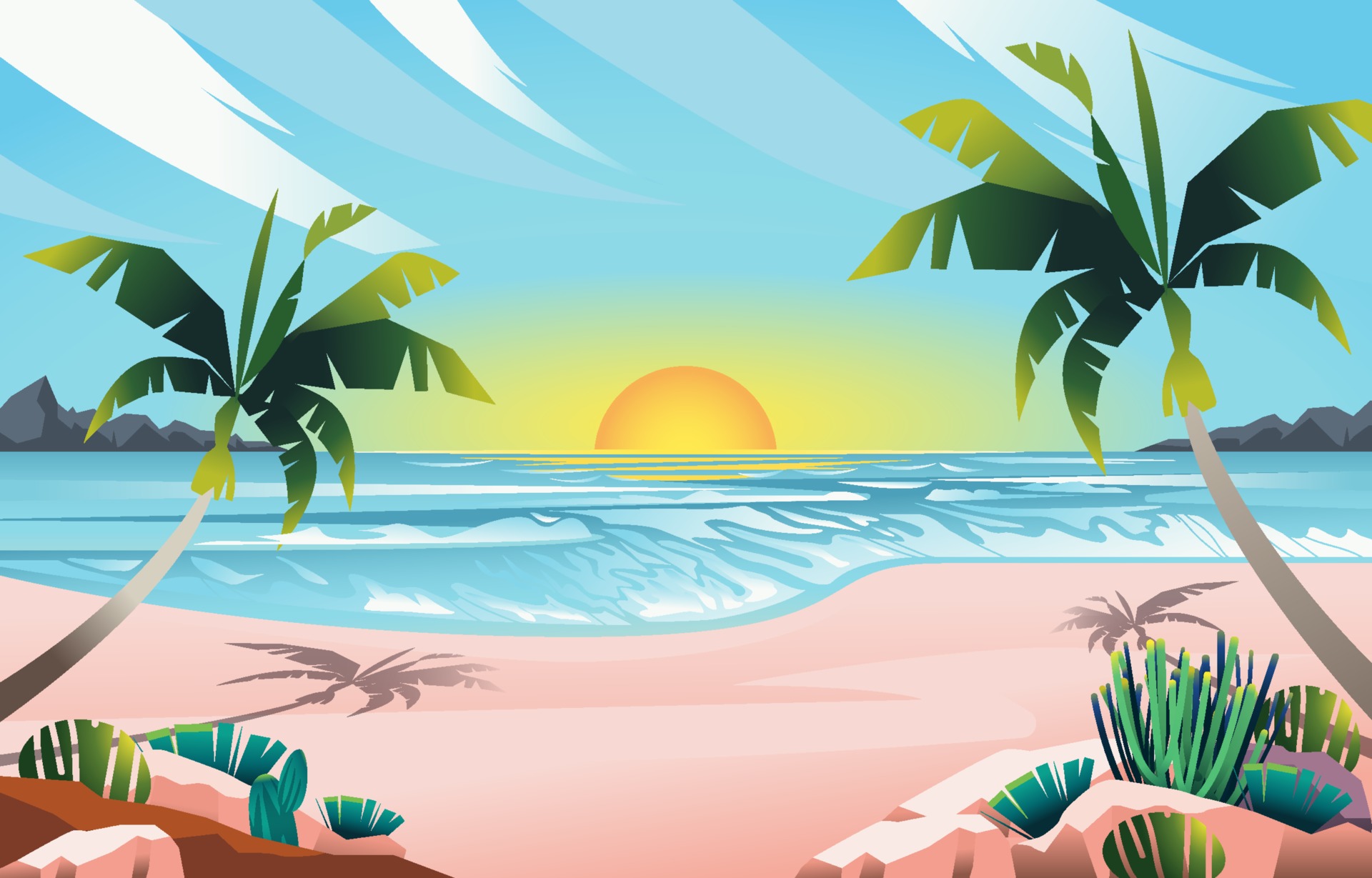 Sunrise In Summer Beach Background 2544384 Vector Art at Vecteezy