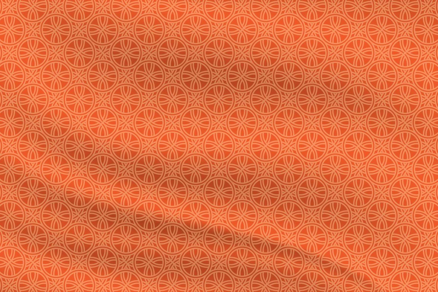 Geometric seamless pattern traditional with silk fabric texture circle overlapping orange background vector