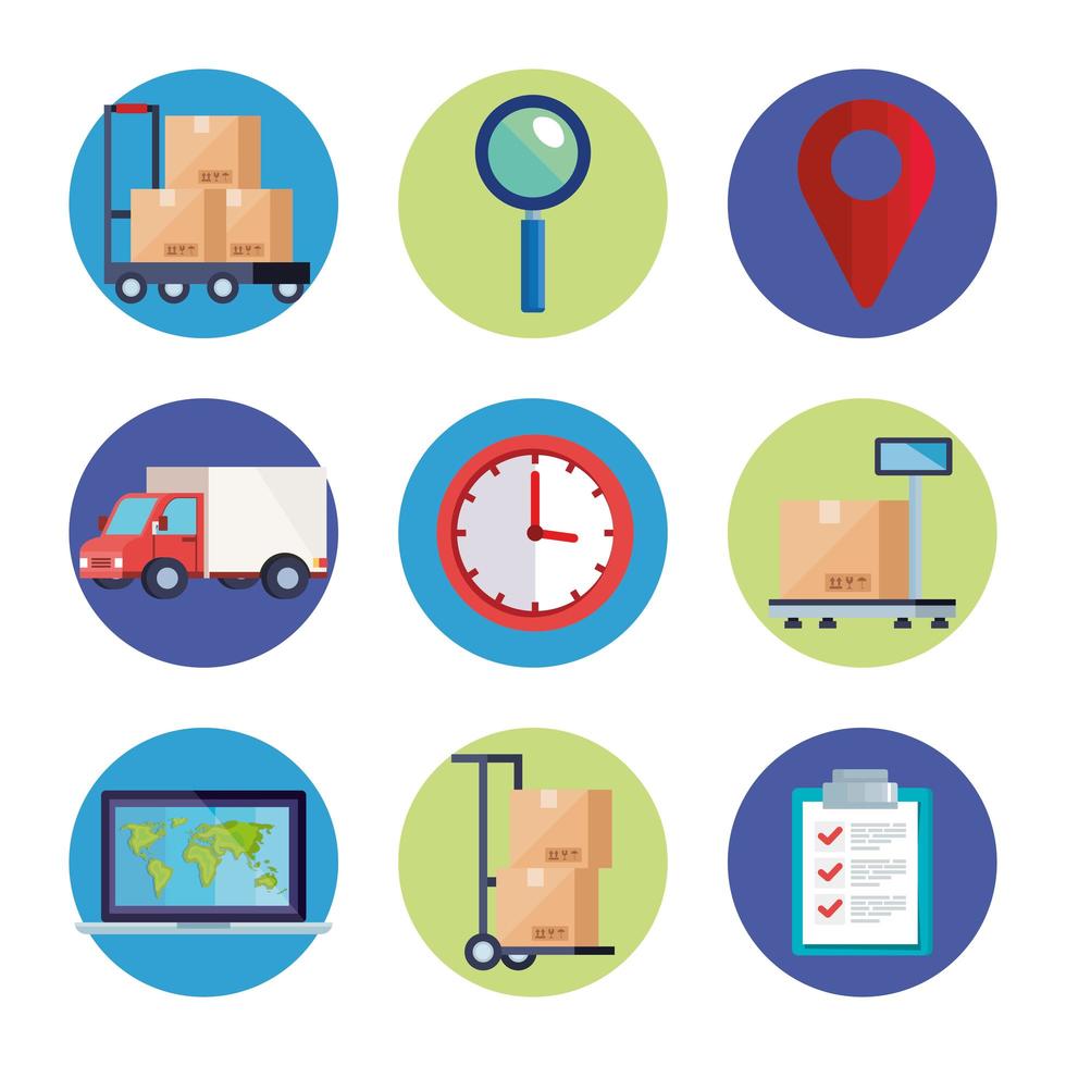 set of delivery logistic service icons vector