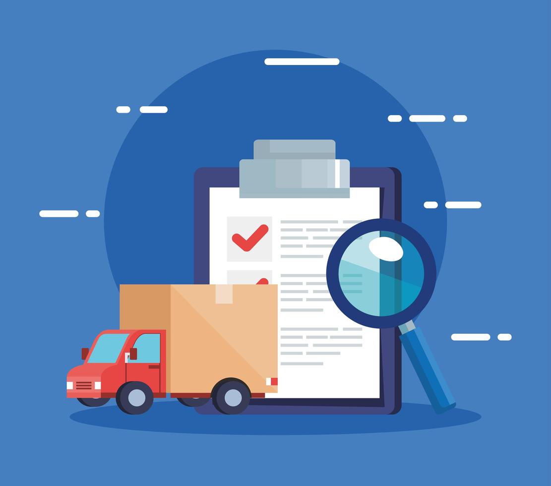 checklist of delivery logistic service and icons vector