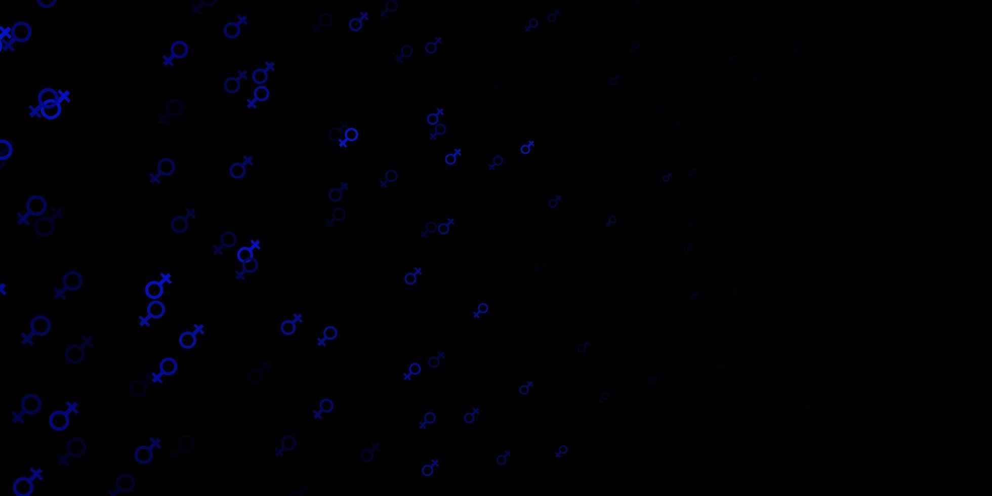 Dark BLUE vector pattern with feminism elements