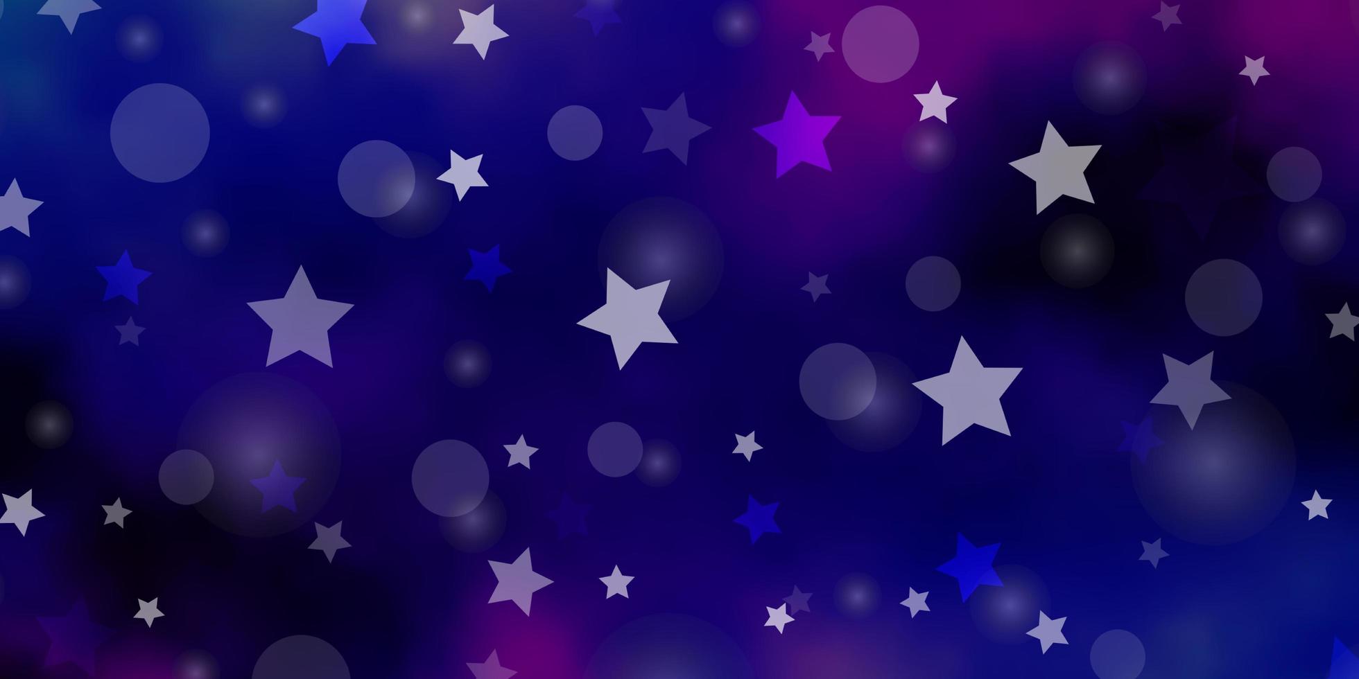 Fondo de vector azul rosa oscuro con círculos estrellas diseño abstracto en estilo degradado con burbujas diseño de estrellas para fabricantes de telas de papel tapiz