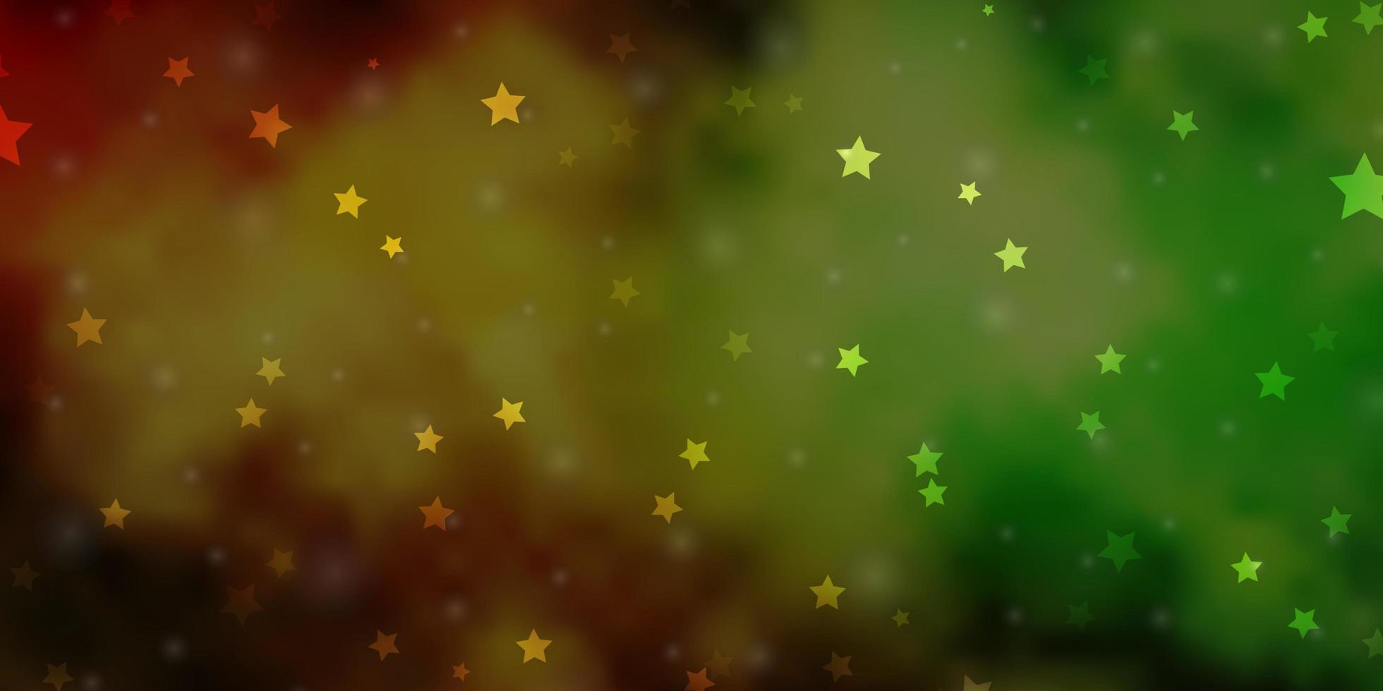 Fondo de vector amarillo verde claro con estrellas pequeñas y grandes ilustración colorida con patrón de estrellas degradado abstracto para envolver regalos