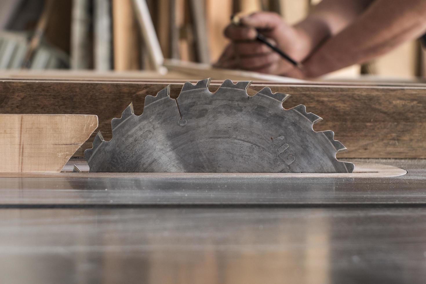 circular saw on the background of a carpenter photo