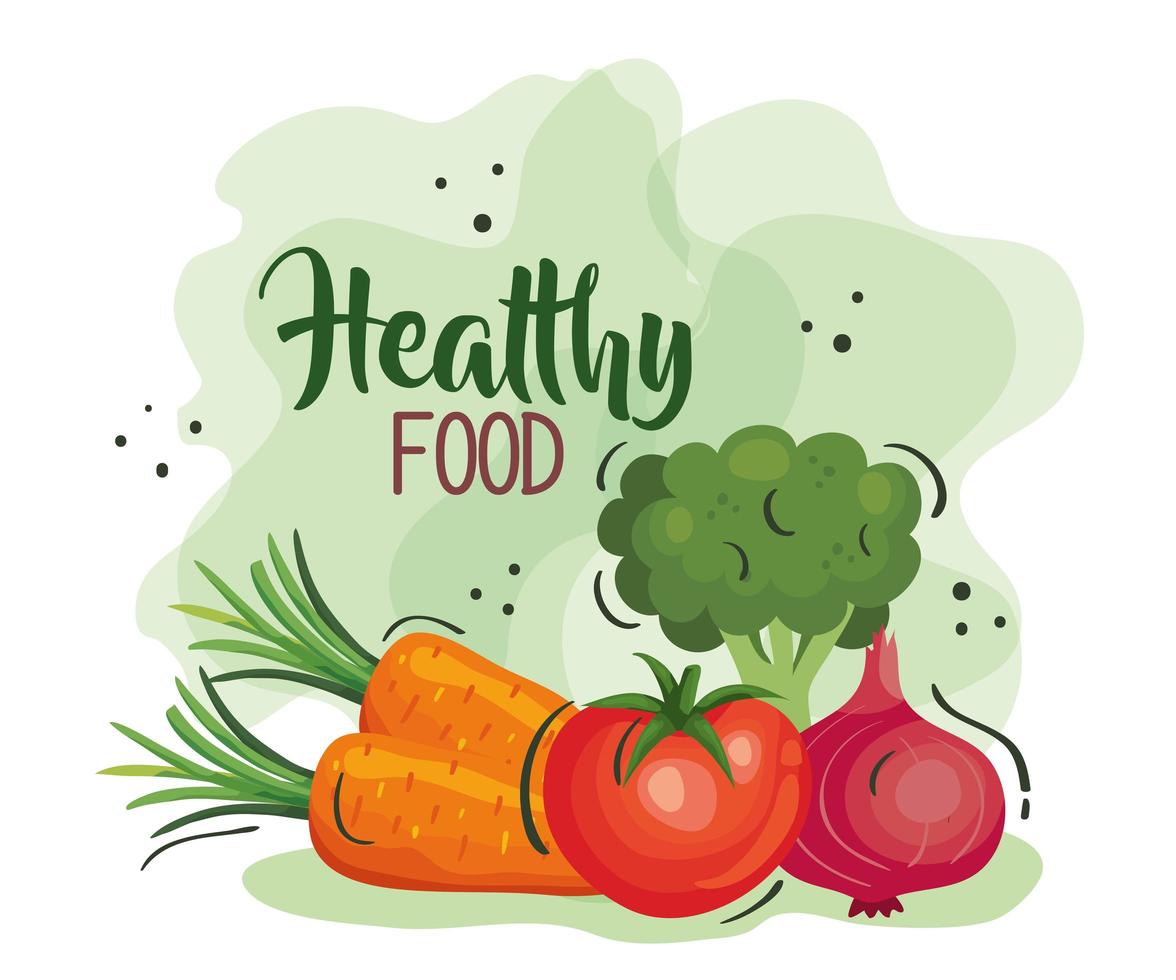 healthy food poster with carrot and vegetables vector