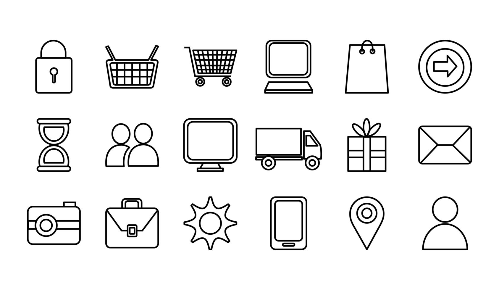 bundle of commercial set icons vector