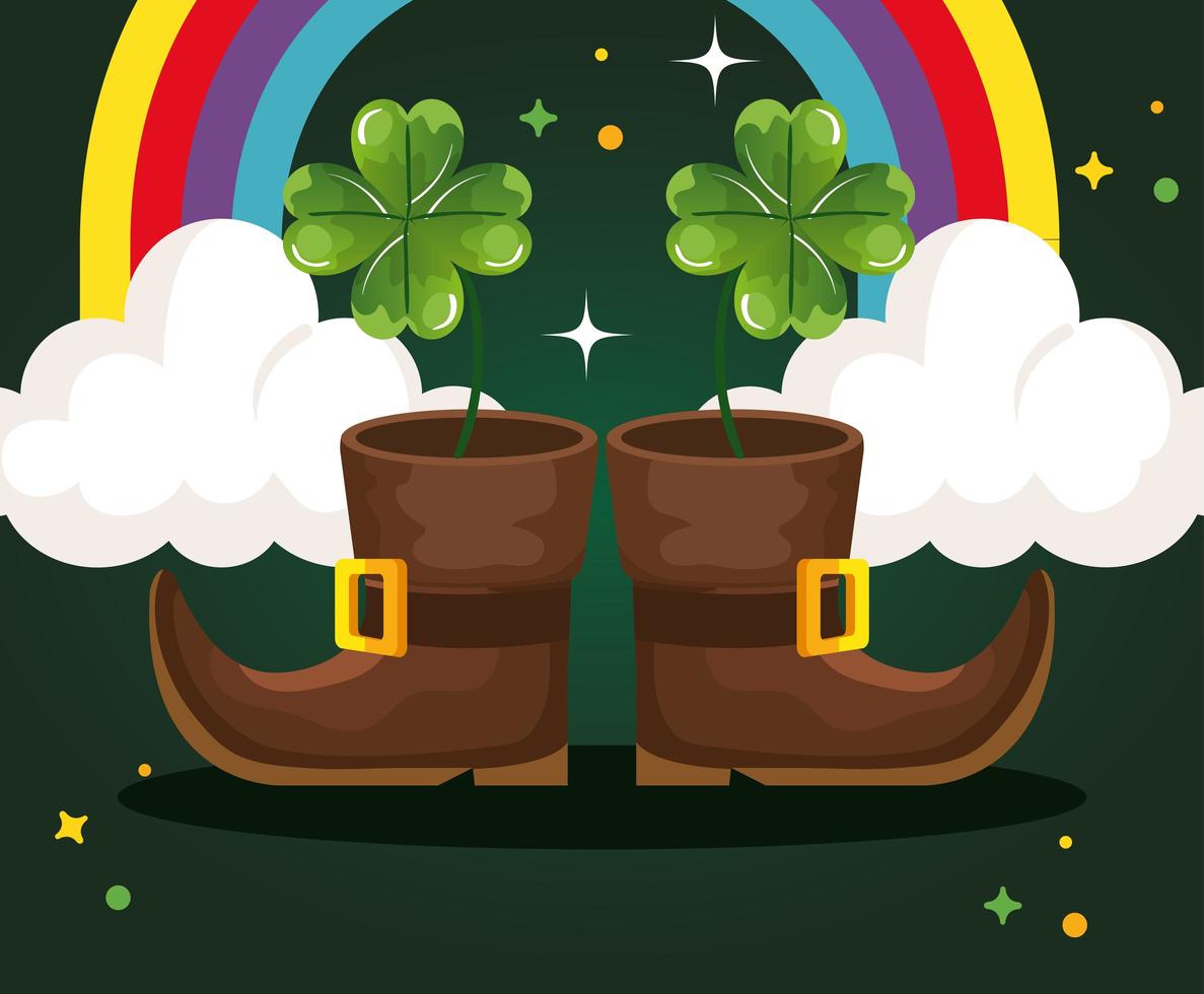 saint patricks day with elf boots and decoration vector