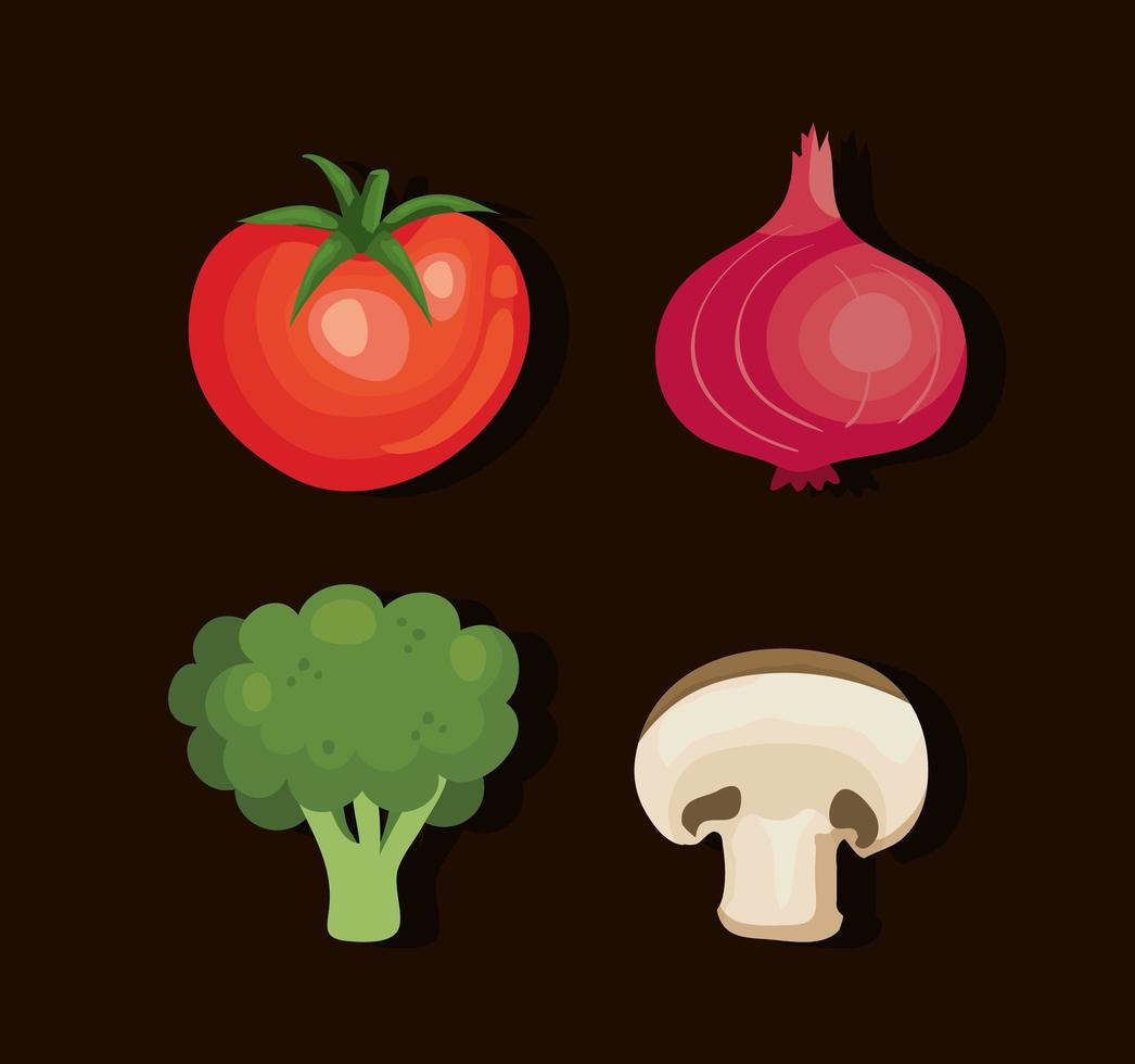 set of fresh and healthy vegetables vector