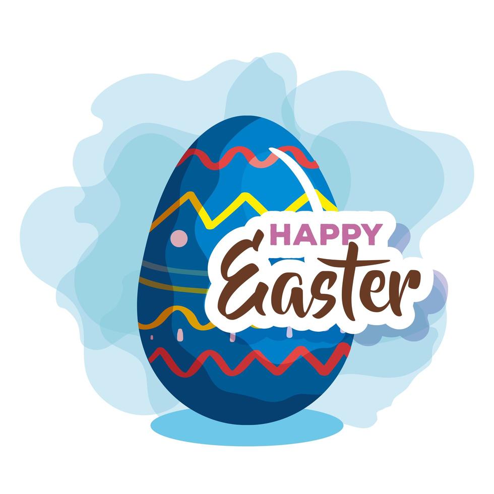 happy easter card with cute egg decorated vector