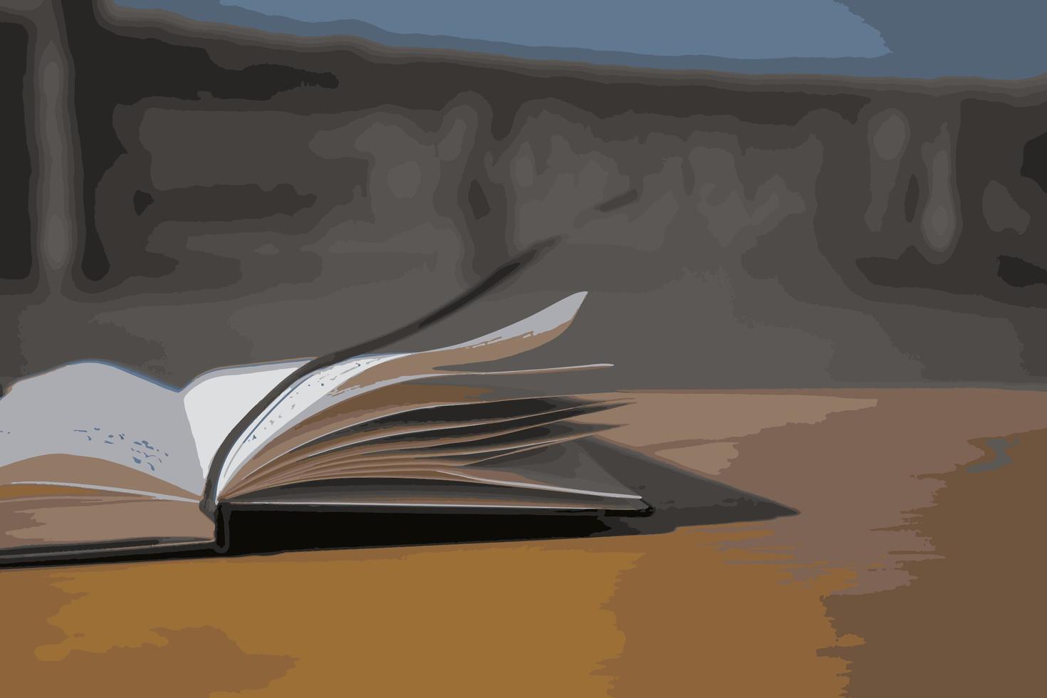 Notebook on the table in nature illustration photo