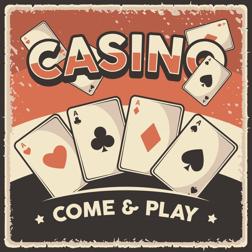 Retro vintage illustration vector graphic of Casino Card fit for wood poster or signage