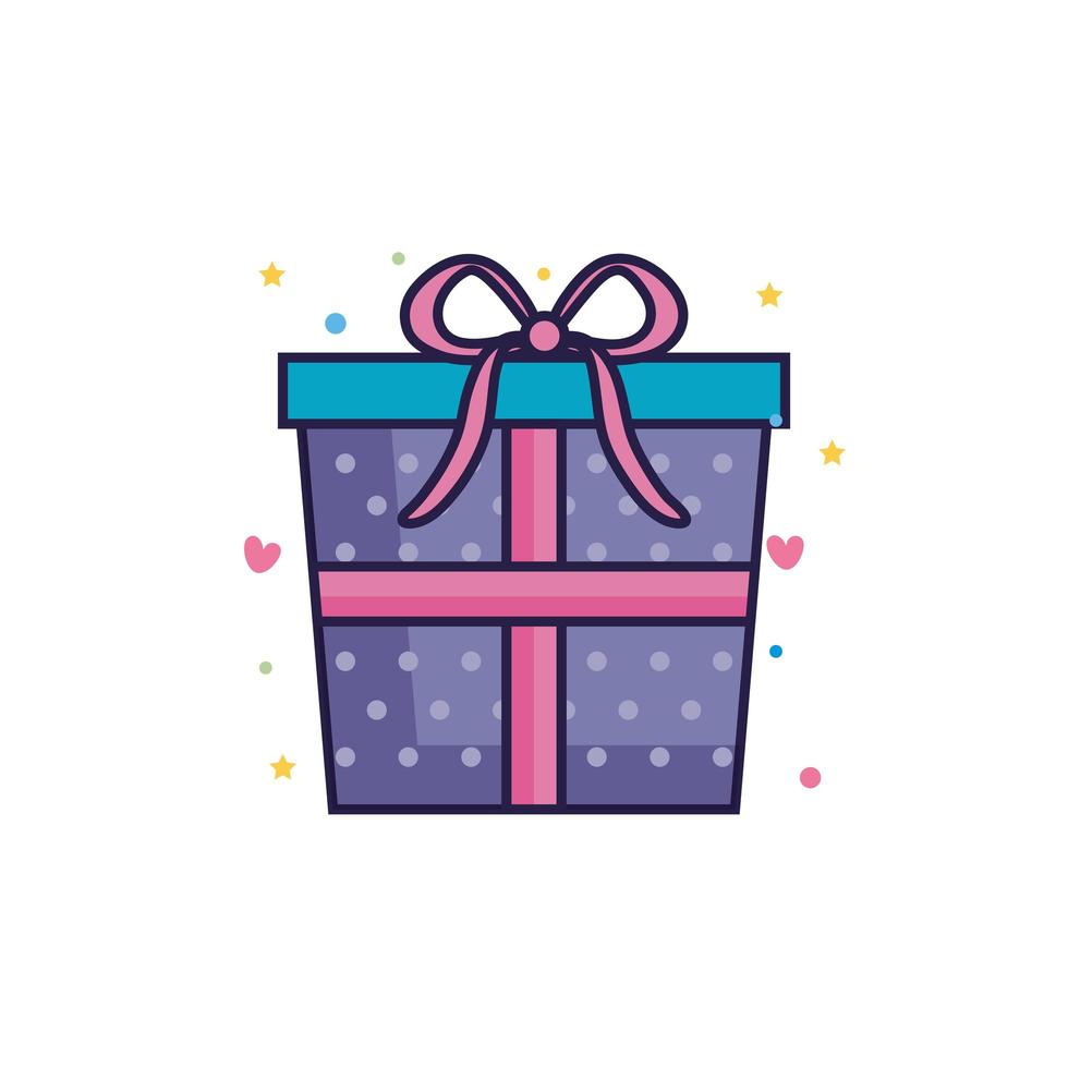 cute gift box with hearts decoration vector