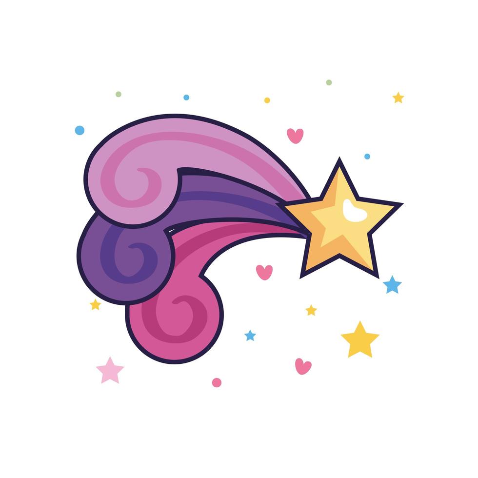 cute shooting star magic icon vector