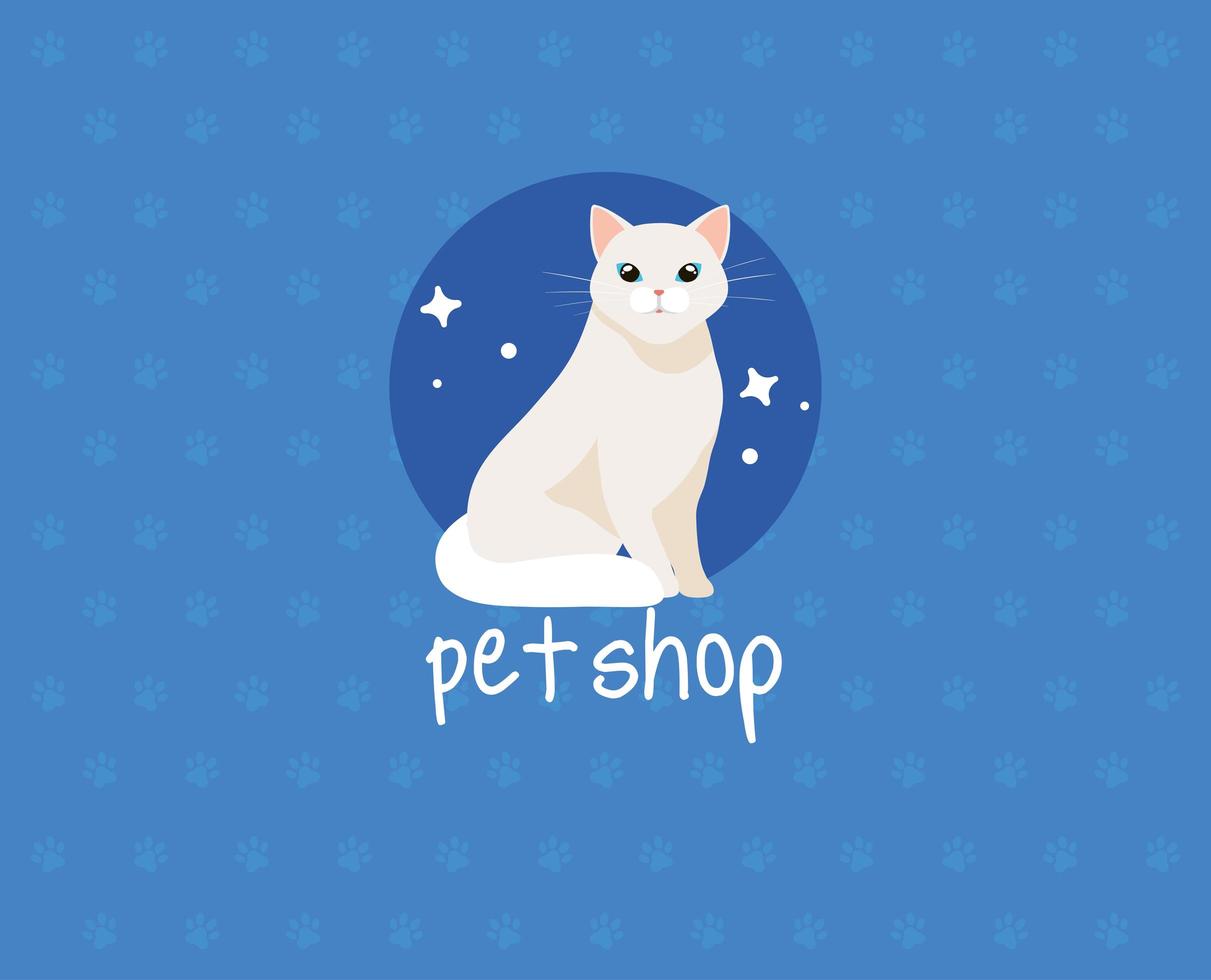 tienda de mascotas veterinaria con lindo gato vector