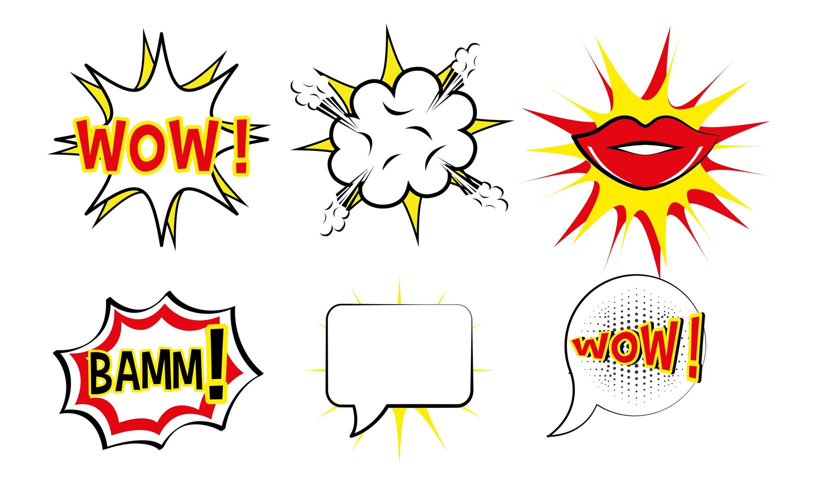 bundle of expression style pop art vector