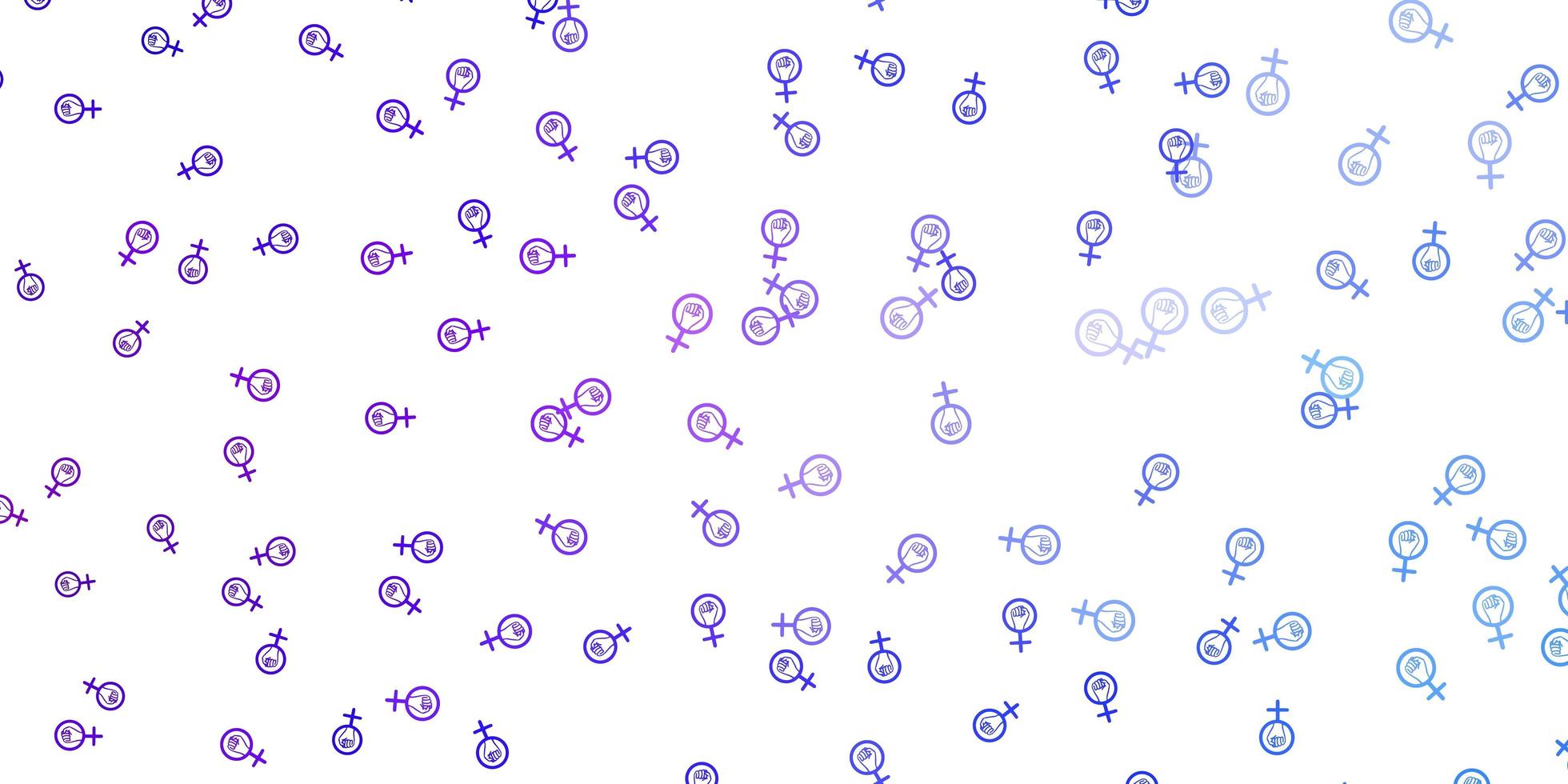Light Blue Red vector backdrop with woman power symbols