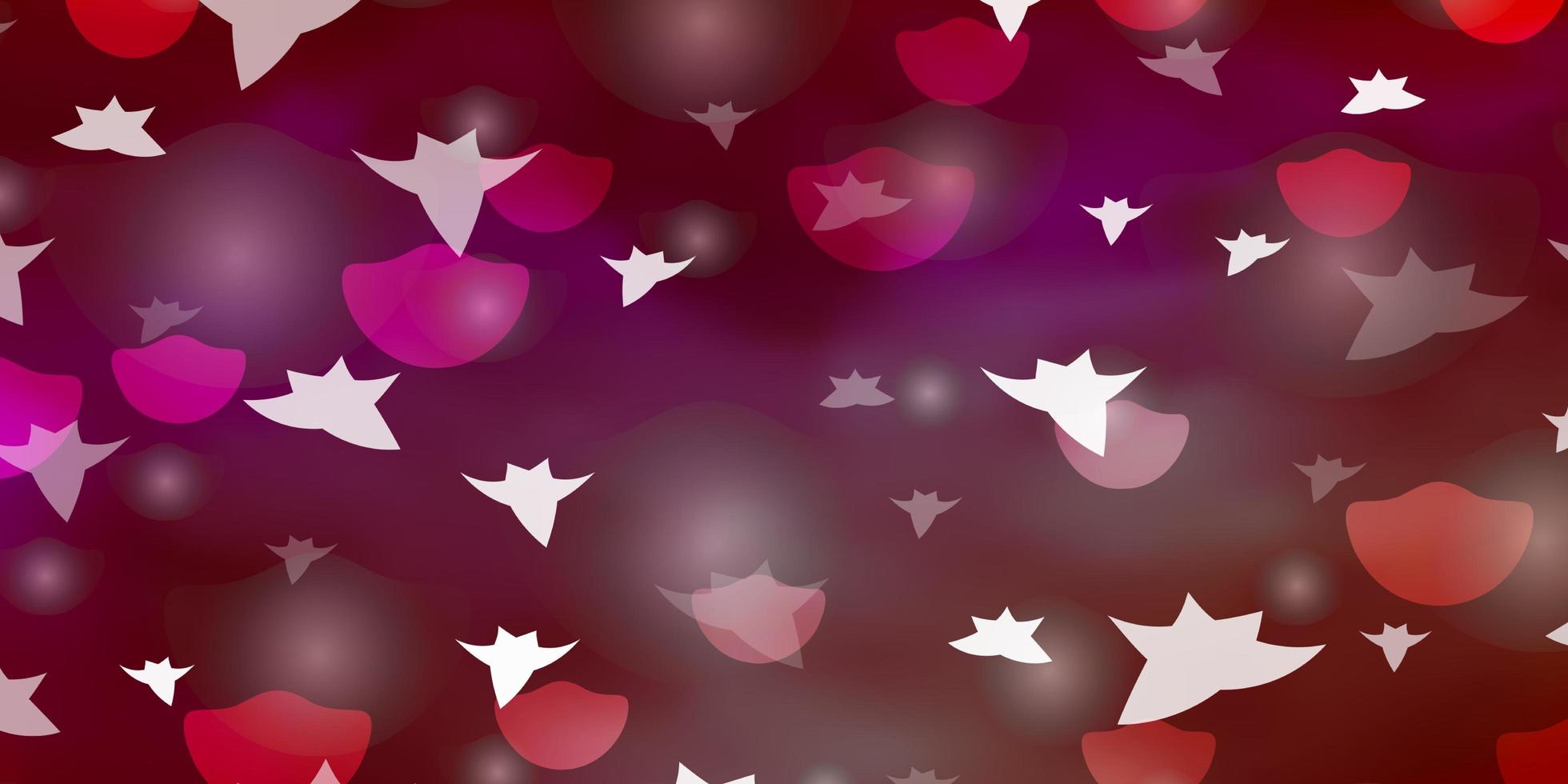 textura de vector rojo claro con círculos estrellas