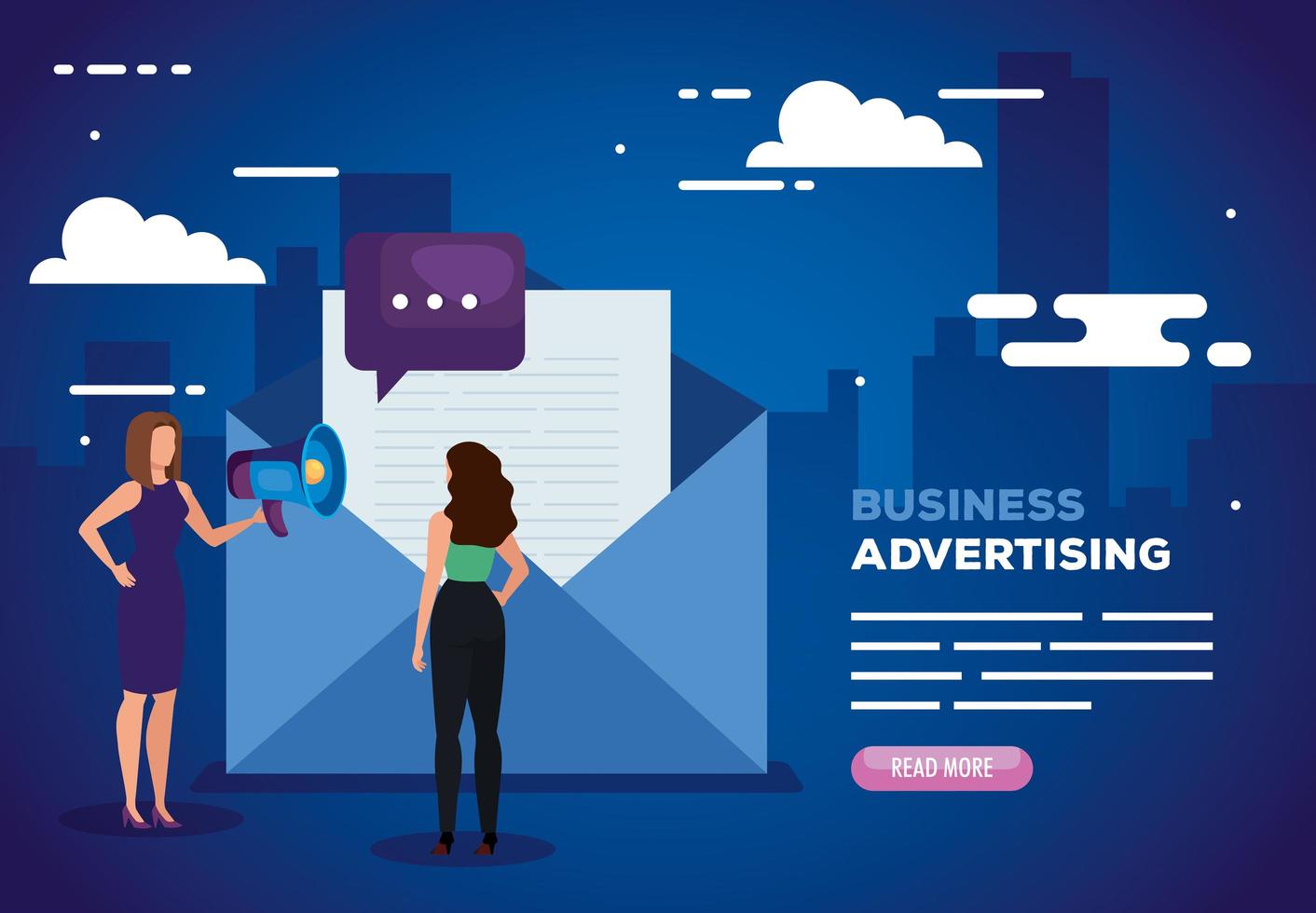 business advertising with women and envelope vector