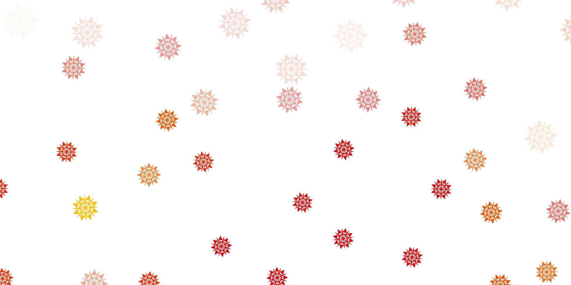 textura de vector naranja claro con copos de nieve brillantes