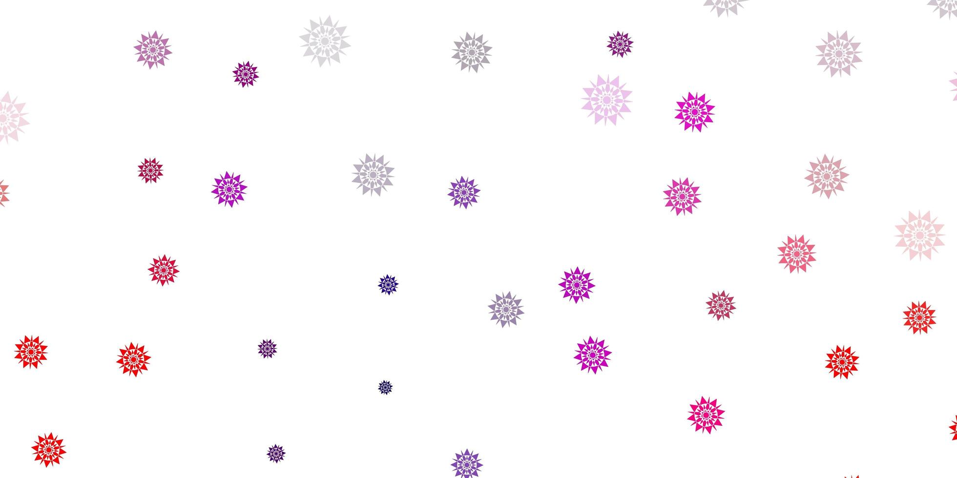 Light pink red vector pattern with colored snowflakes