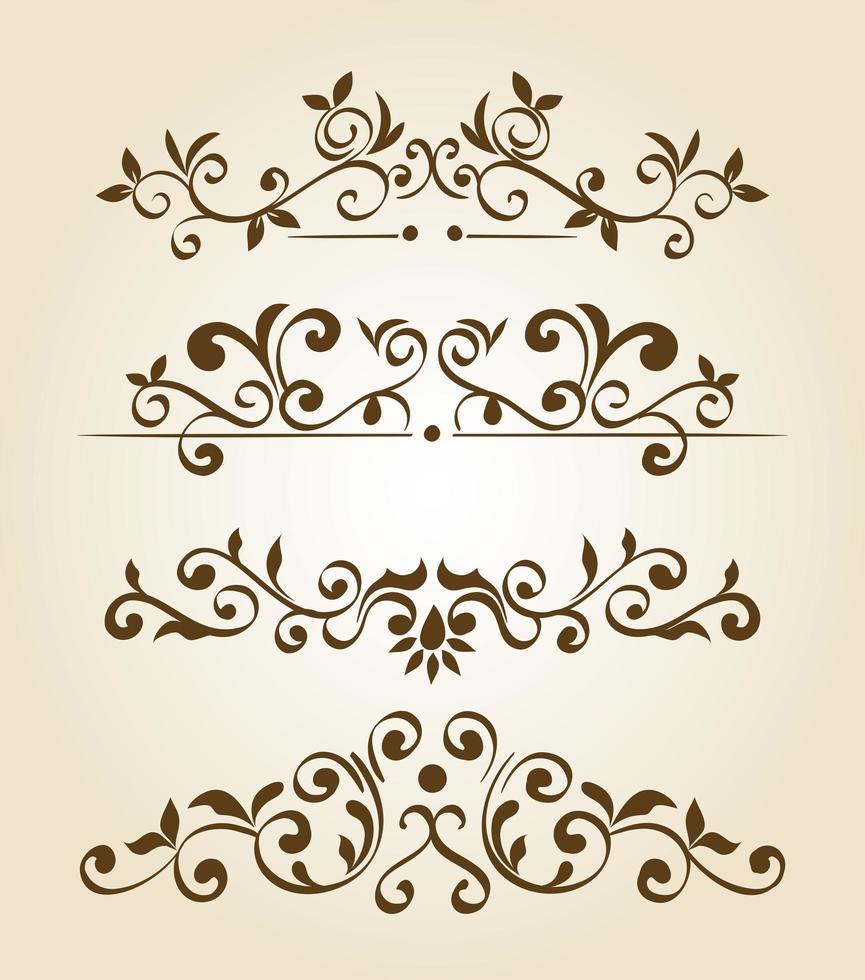 paquete de elegantes marcos de bordes ornamentales vector