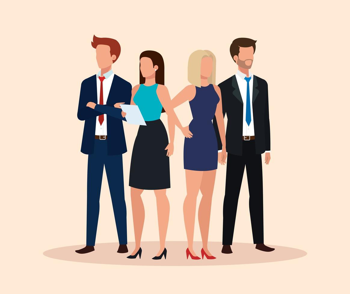 group of business people avatar character vector