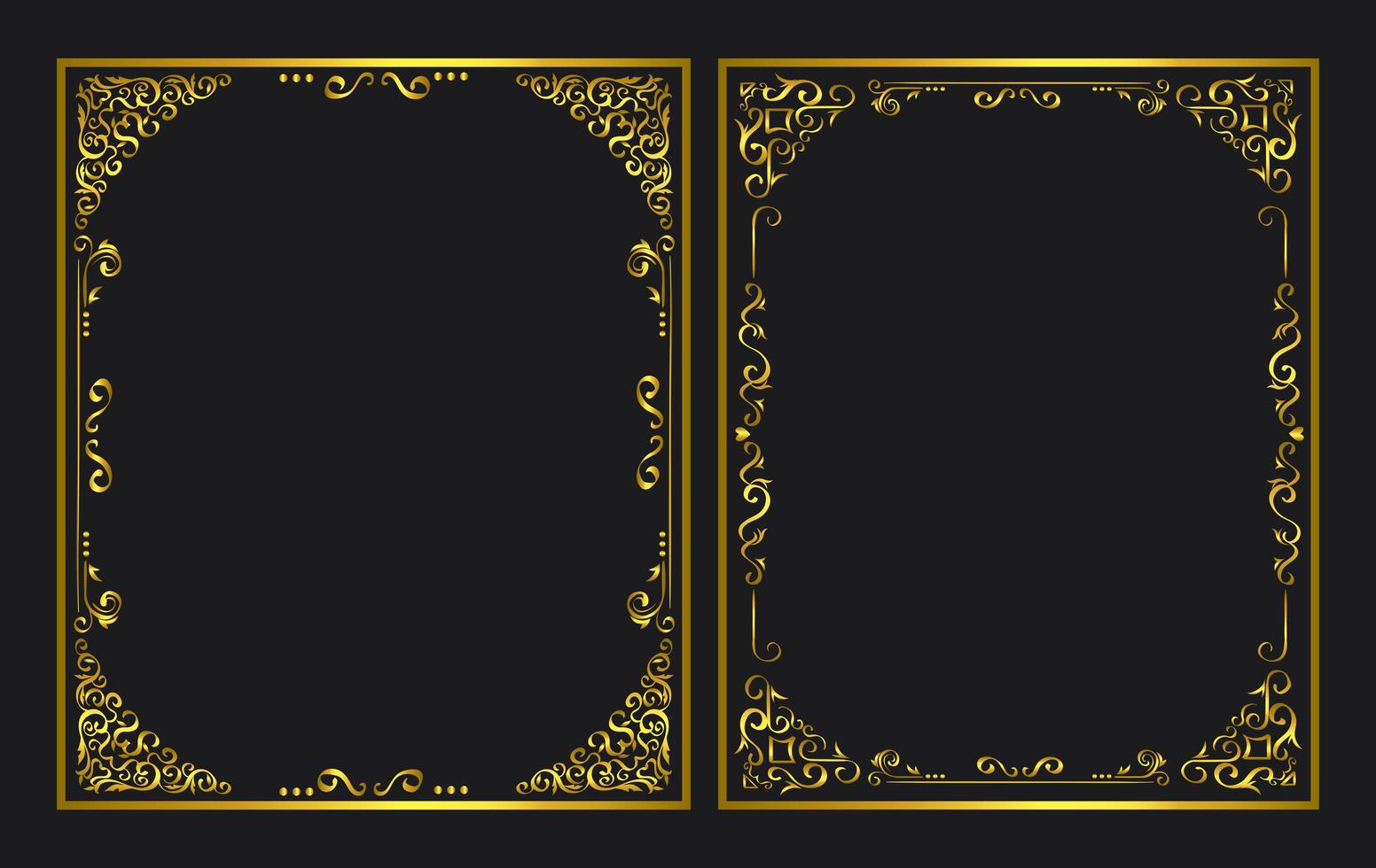 set of elegant golden ornamental frames vector