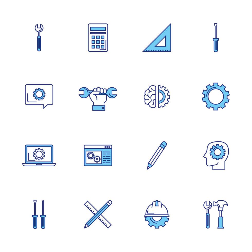 bundle of engineering set icons vector