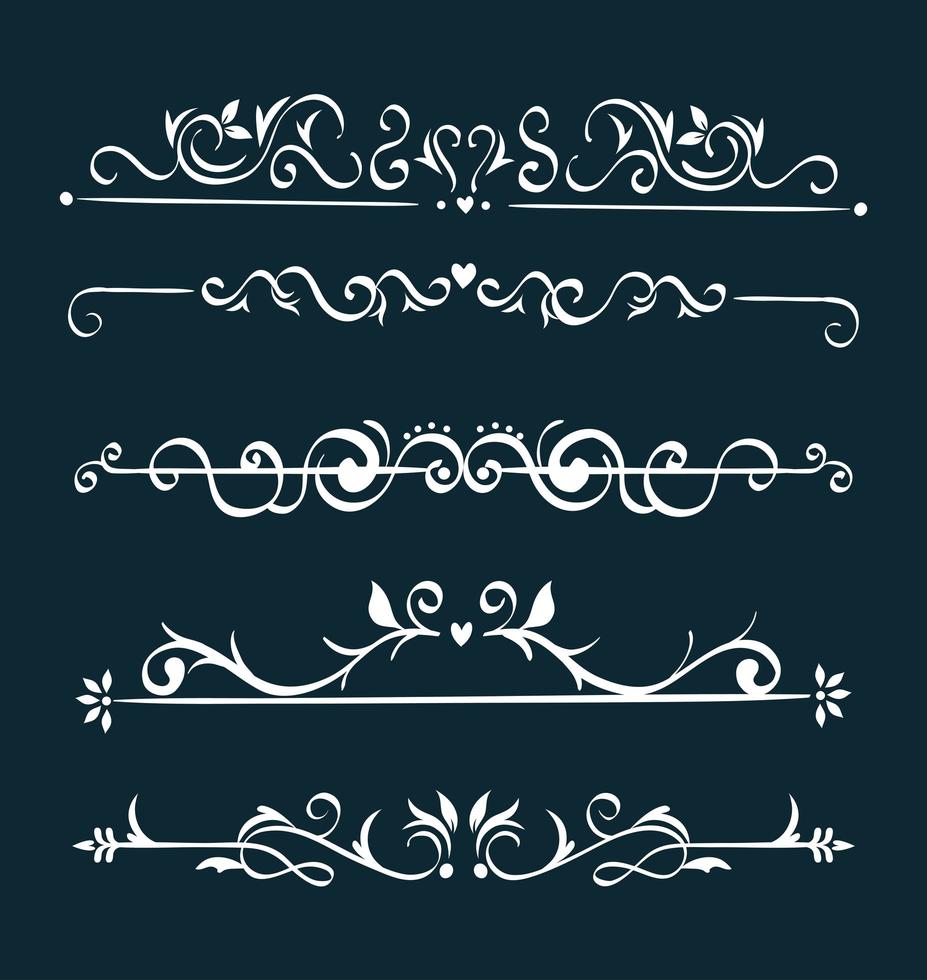 set of elegant ornamental borders frames vector