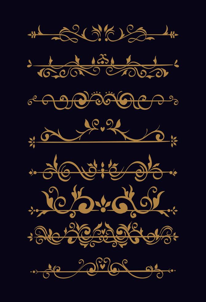 bundle of elegant ornamental borders frames vector