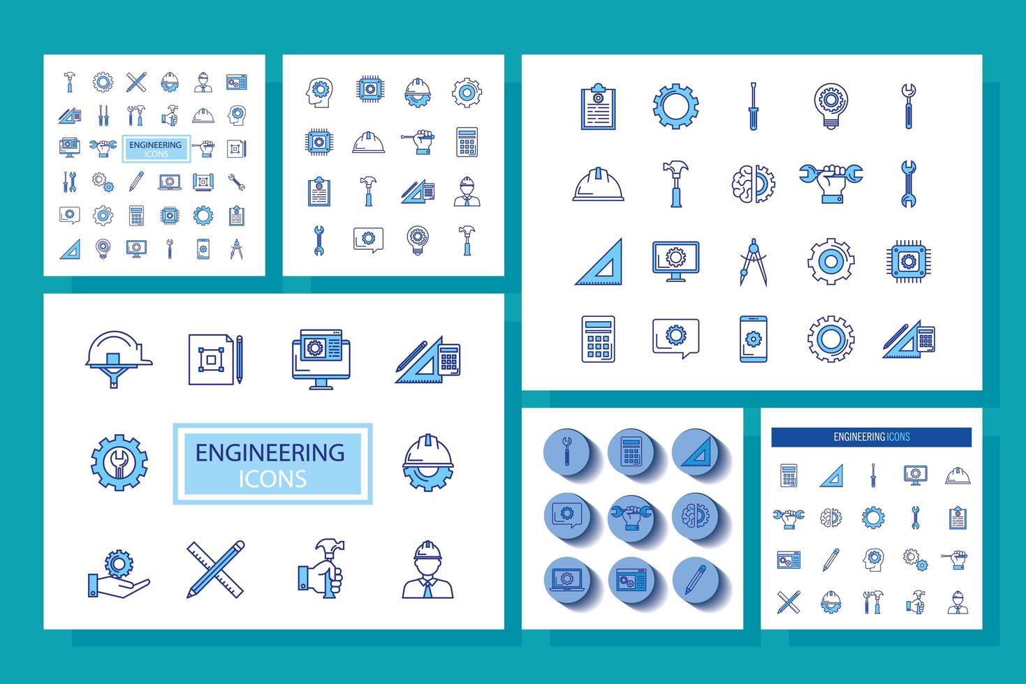 paquete de iconos de conjunto de ingeniería vector