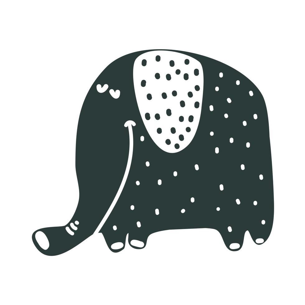 Cute nursery hand drawn elephant in scandinavian style vector