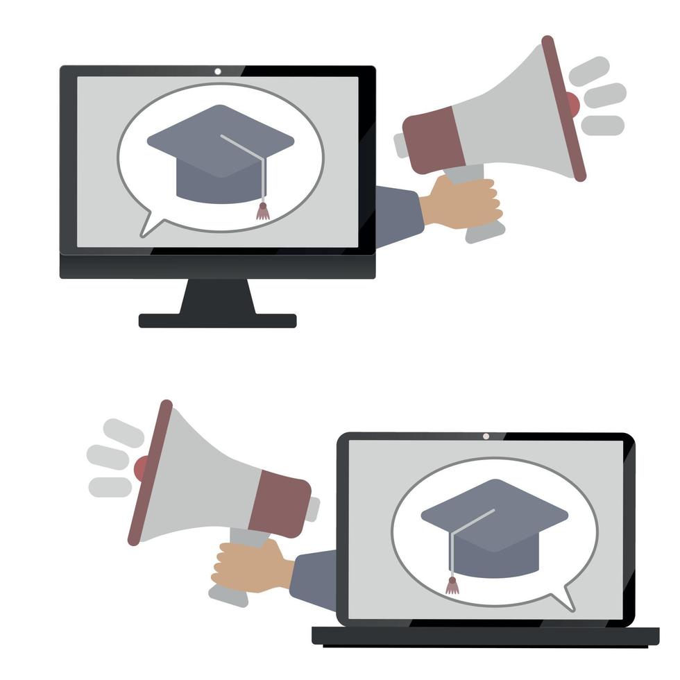 Flat Design Line of online learning concept vector