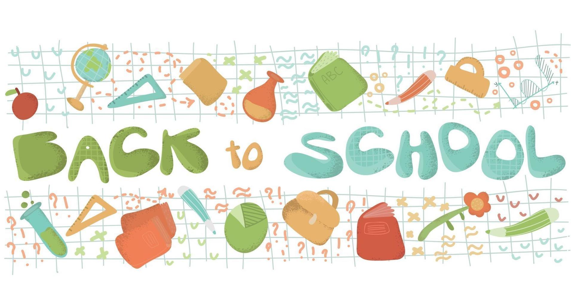 Back to school text lettering banner vector