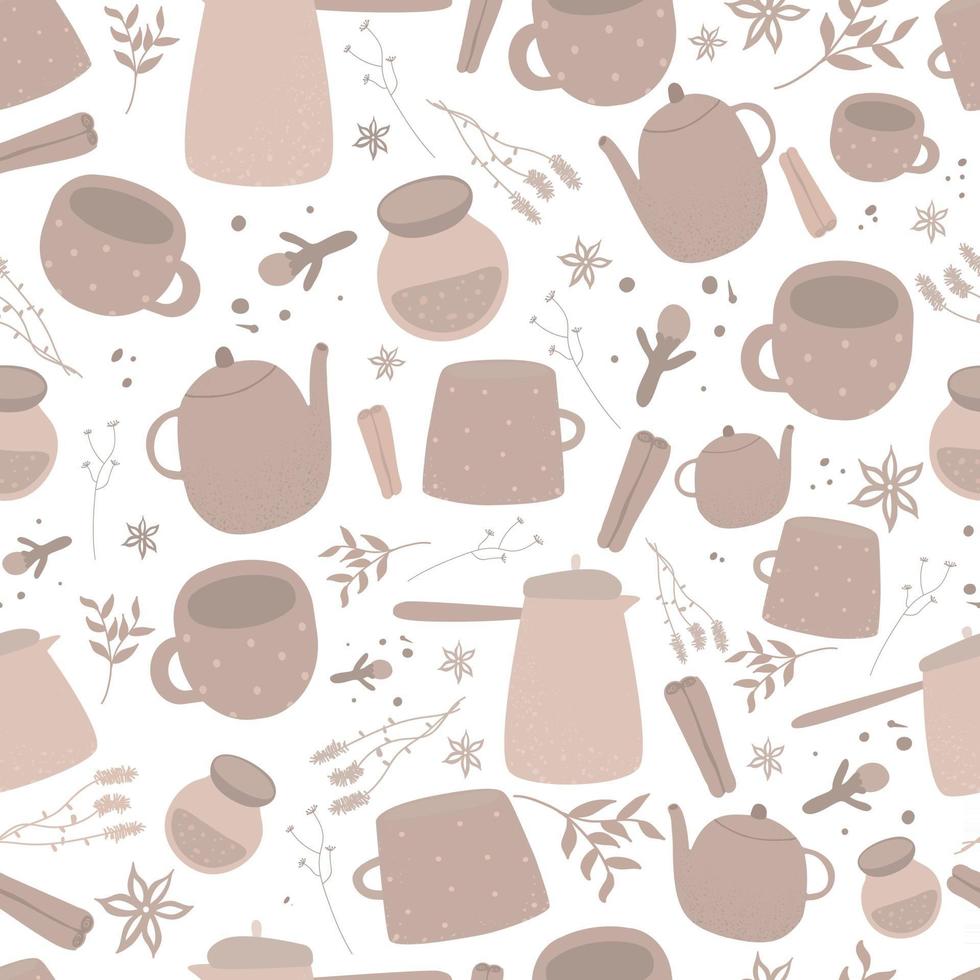 Coffee and tea seamless pattern vector