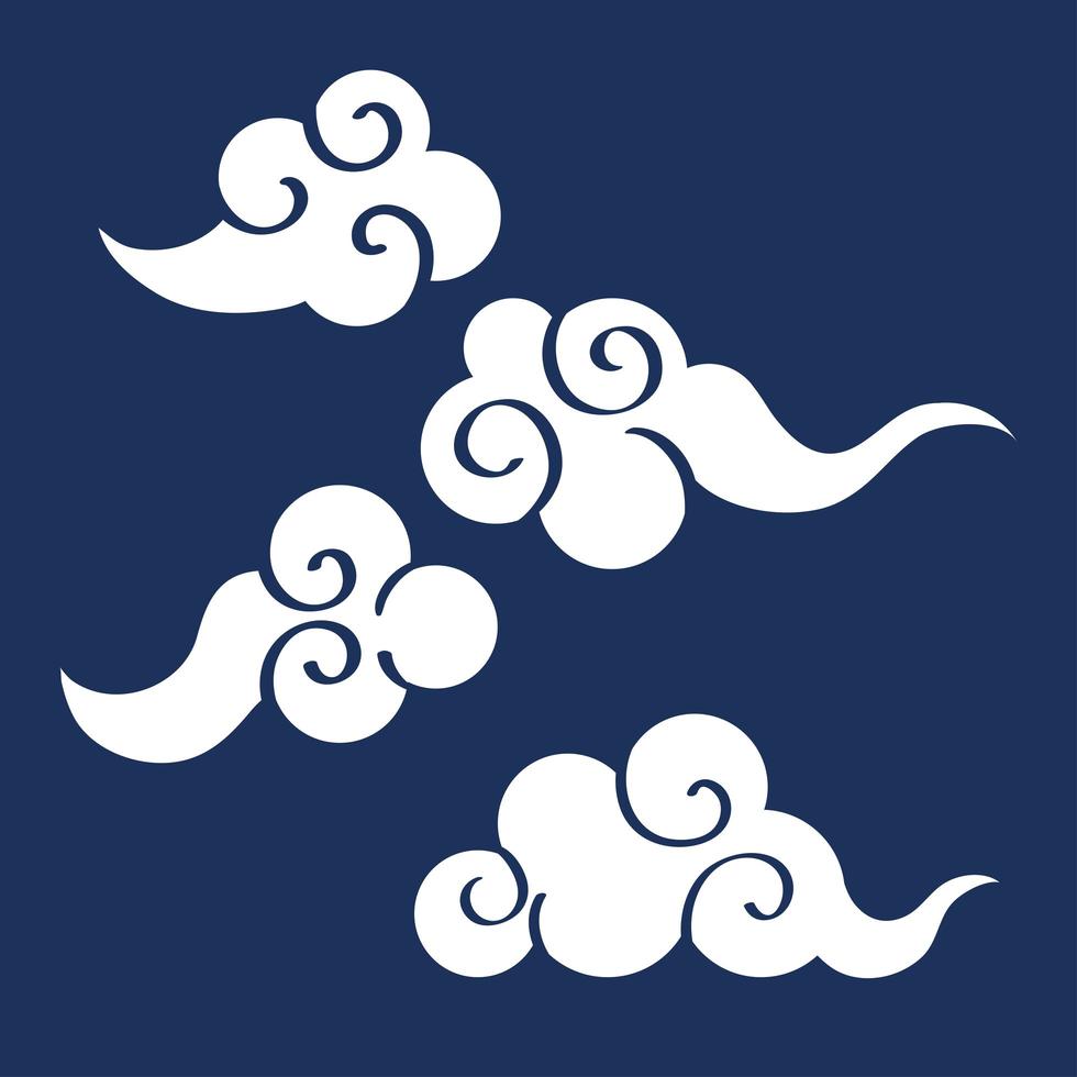 set of clouds chinese style vector